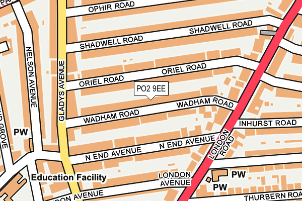 PO2 9EE map - OS OpenMap – Local (Ordnance Survey)