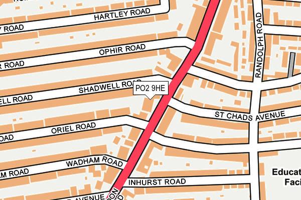 PO2 9HE map - OS OpenMap – Local (Ordnance Survey)