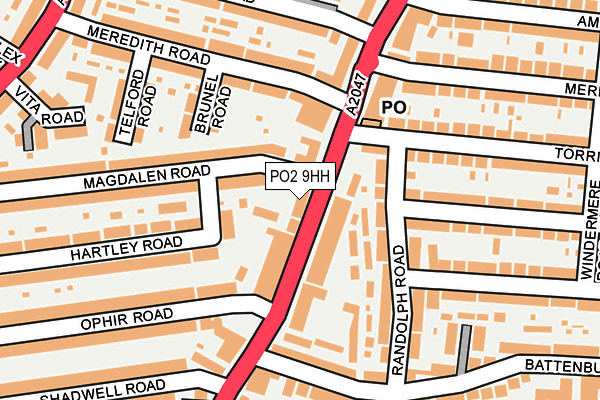 PO2 9HH map - OS OpenMap – Local (Ordnance Survey)