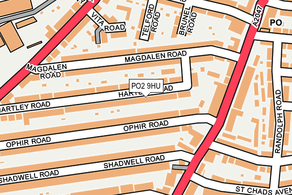 PO2 9HU map - OS OpenMap – Local (Ordnance Survey)