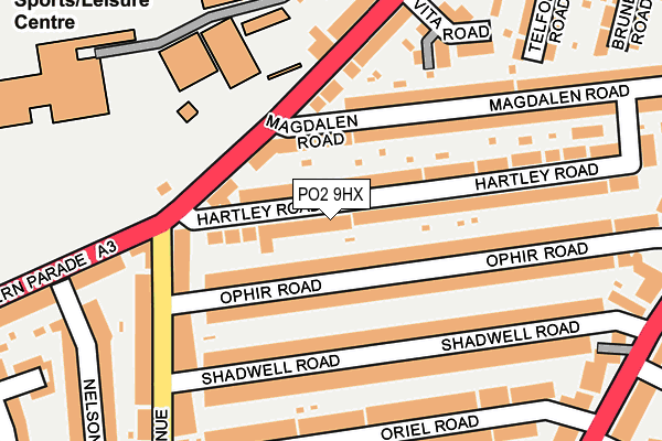 PO2 9HX map - OS OpenMap – Local (Ordnance Survey)