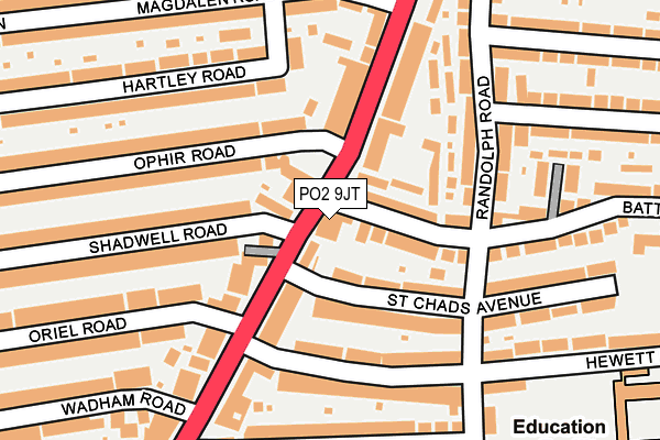 PO2 9JT map - OS OpenMap – Local (Ordnance Survey)