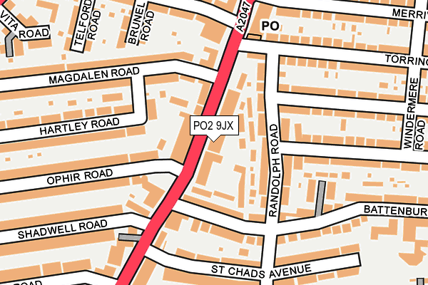 PO2 9JX map - OS OpenMap – Local (Ordnance Survey)