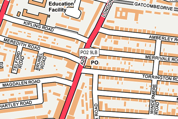 PO2 9LB map - OS OpenMap – Local (Ordnance Survey)