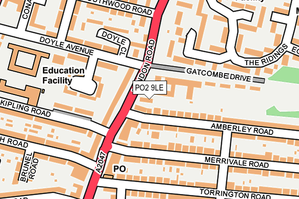 PO2 9LE map - OS OpenMap – Local (Ordnance Survey)