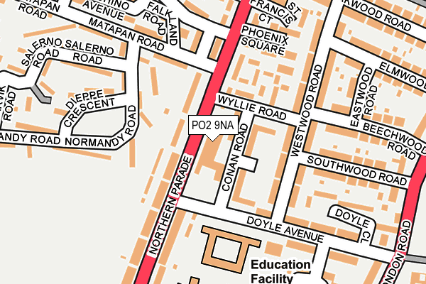 PO2 9NA map - OS OpenMap – Local (Ordnance Survey)