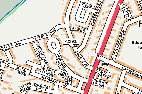 PO2 9SJ map - OS OpenMap – Local (Ordnance Survey)
