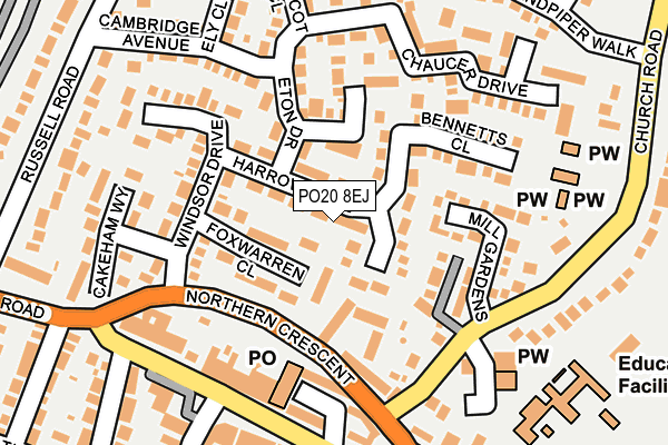 PO20 8EJ map - OS OpenMap – Local (Ordnance Survey)