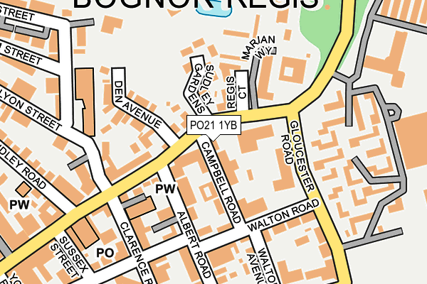 PO21 1YB map - OS OpenMap – Local (Ordnance Survey)