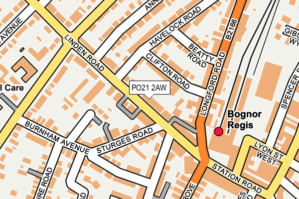 PO21 2AW map - OS OpenMap – Local (Ordnance Survey)