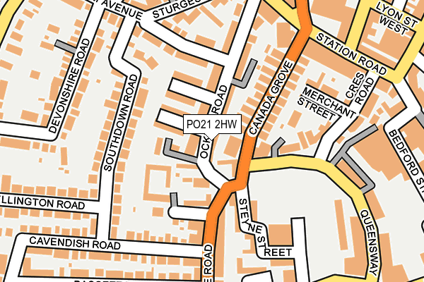 PO21 2HW map - OS OpenMap – Local (Ordnance Survey)