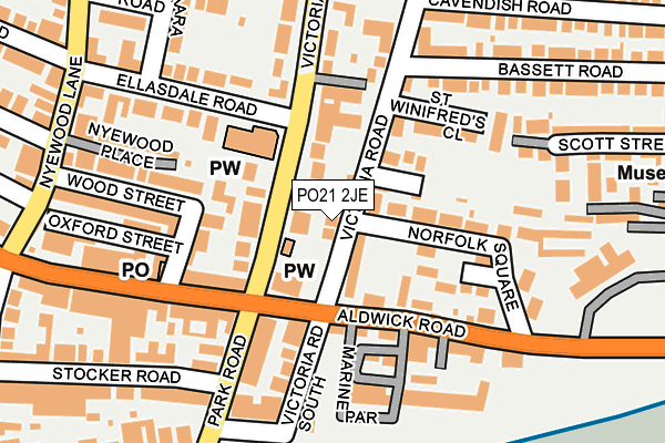 PO21 2JE map - OS OpenMap – Local (Ordnance Survey)