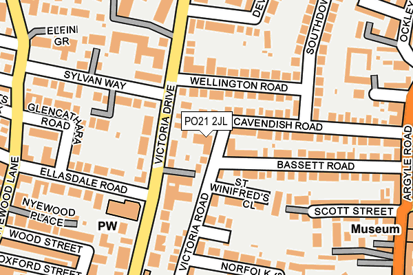 PO21 2JL map - OS OpenMap – Local (Ordnance Survey)