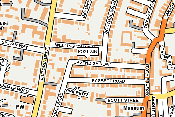 PO21 2JN map - OS OpenMap – Local (Ordnance Survey)