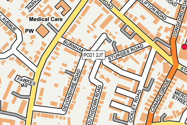 PO21 2JT map - OS OpenMap – Local (Ordnance Survey)