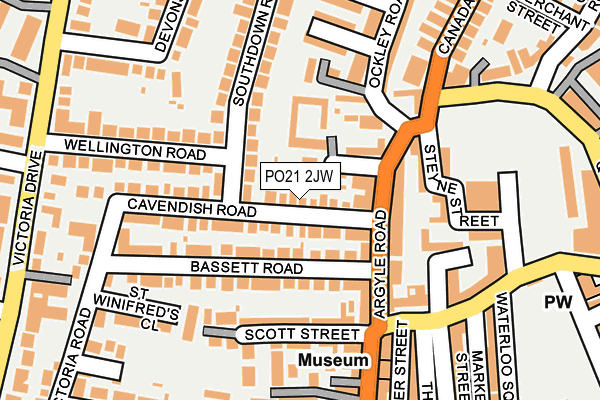 PO21 2JW map - OS OpenMap – Local (Ordnance Survey)