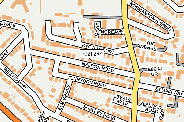 PO21 2RY map - OS OpenMap – Local (Ordnance Survey)