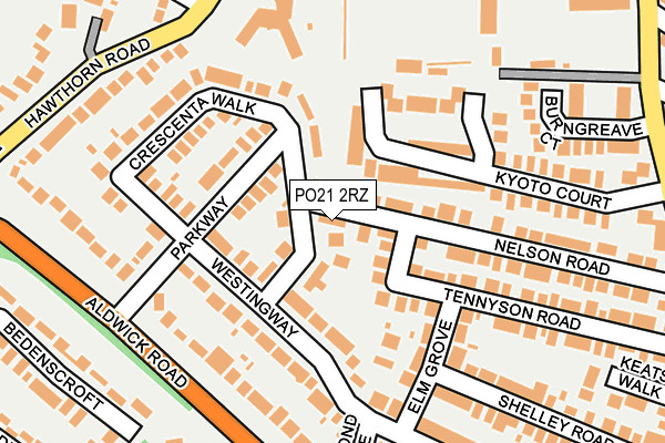 PO21 2RZ map - OS OpenMap – Local (Ordnance Survey)