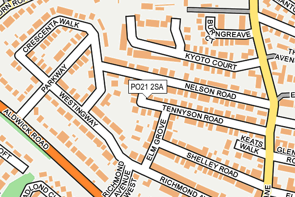 PO21 2SA map - OS OpenMap – Local (Ordnance Survey)