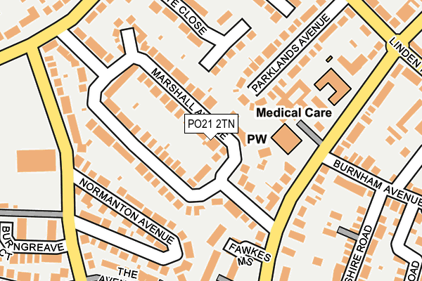PO21 2TN map - OS OpenMap – Local (Ordnance Survey)