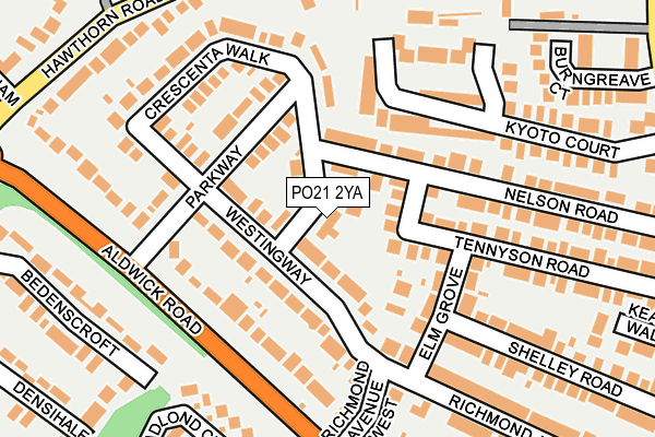 PO21 2YA map - OS OpenMap – Local (Ordnance Survey)
