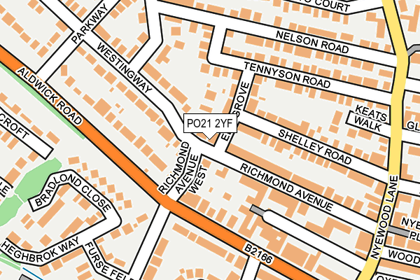 PO21 2YF map - OS OpenMap – Local (Ordnance Survey)