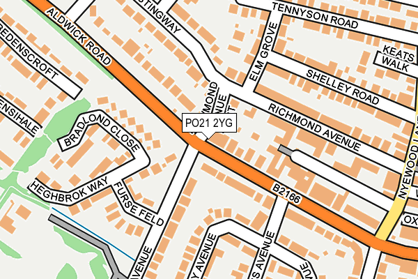 PO21 2YG map - OS OpenMap – Local (Ordnance Survey)