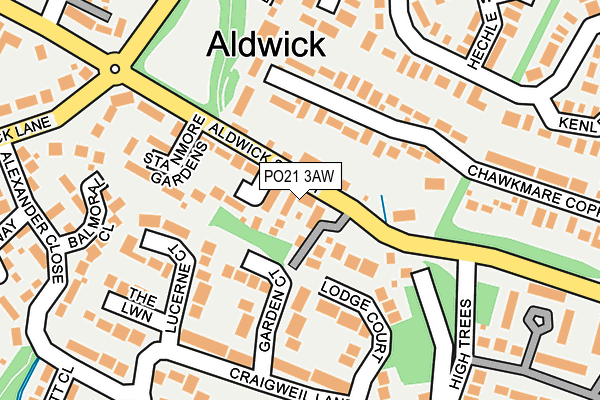 PO21 3AW map - OS OpenMap – Local (Ordnance Survey)