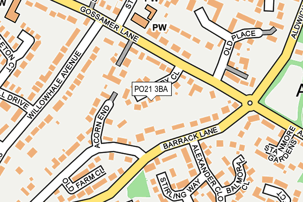 PO21 3BA map - OS OpenMap – Local (Ordnance Survey)