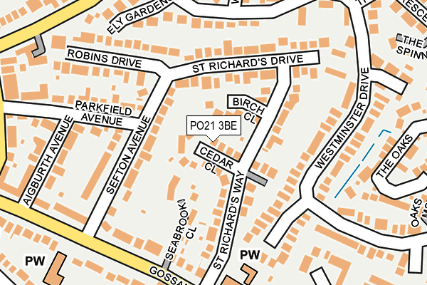 PO21 3BE map - OS OpenMap – Local (Ordnance Survey)