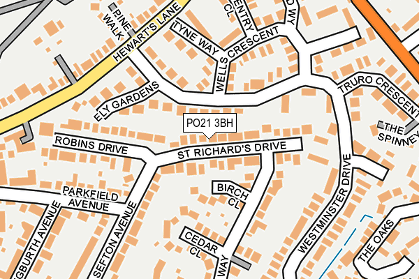 PO21 3BH map - OS OpenMap – Local (Ordnance Survey)
