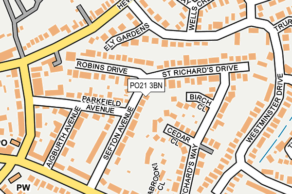 PO21 3BN map - OS OpenMap – Local (Ordnance Survey)