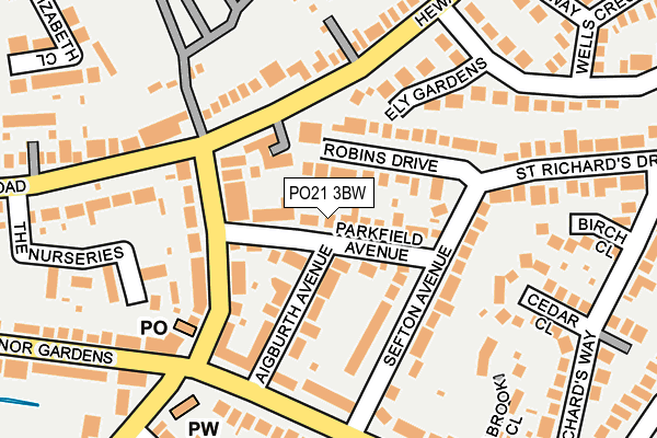 PO21 3BW map - OS OpenMap – Local (Ordnance Survey)