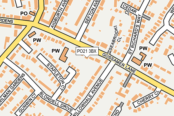 PO21 3BX map - OS OpenMap – Local (Ordnance Survey)