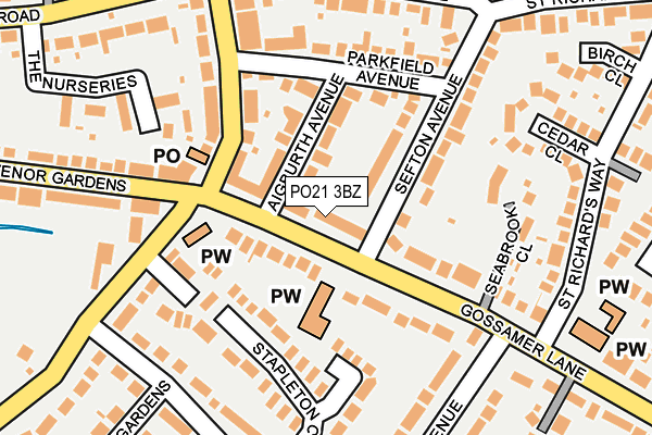 PO21 3BZ map - OS OpenMap – Local (Ordnance Survey)