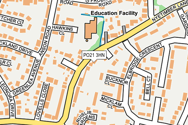 PO21 3HN map - OS OpenMap – Local (Ordnance Survey)
