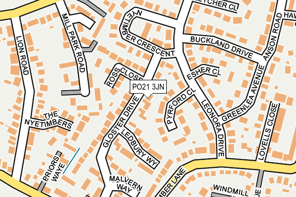 PO21 3JN map - OS OpenMap – Local (Ordnance Survey)