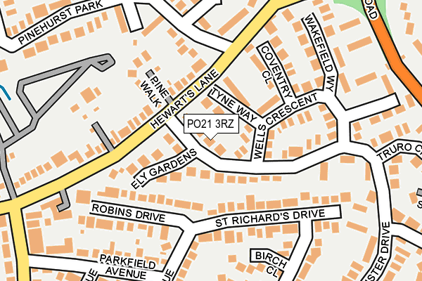 PO21 3RZ map - OS OpenMap – Local (Ordnance Survey)