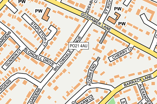 PO21 4AU map - OS OpenMap – Local (Ordnance Survey)