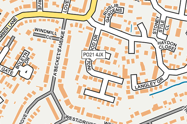 PO21 4JX map - OS OpenMap – Local (Ordnance Survey)