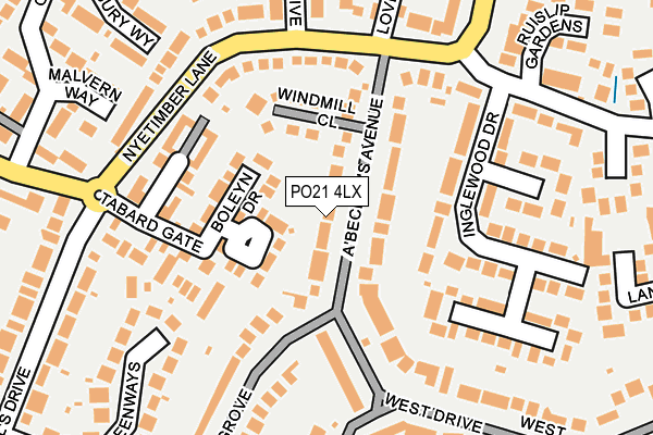 PO21 4LX map - OS OpenMap – Local (Ordnance Survey)