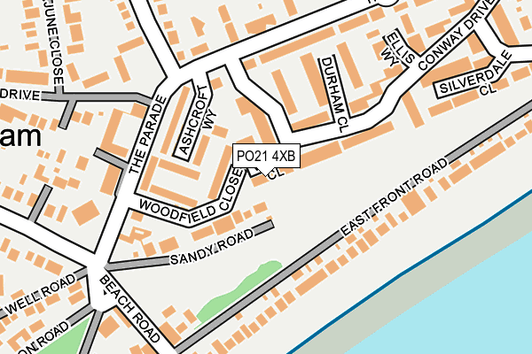 PO21 4XB map - OS OpenMap – Local (Ordnance Survey)