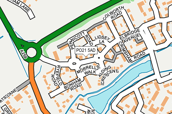 PO21 5AD map - OS OpenMap – Local (Ordnance Survey)