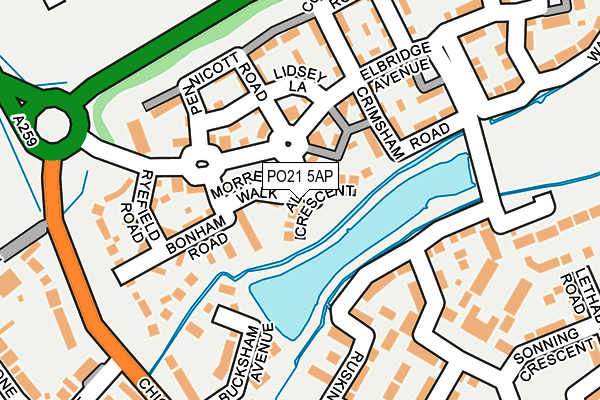 PO21 5AP map - OS OpenMap – Local (Ordnance Survey)