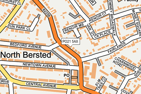 PO21 5AX map - OS OpenMap – Local (Ordnance Survey)