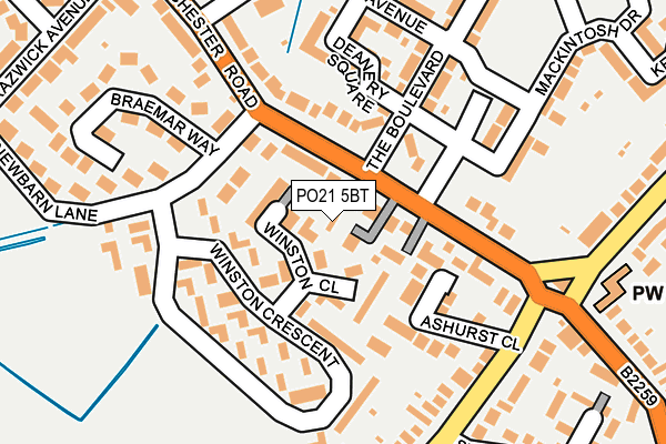 PO21 5BT map - OS OpenMap – Local (Ordnance Survey)