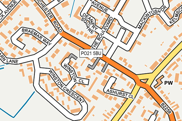 PO21 5BU map - OS OpenMap – Local (Ordnance Survey)