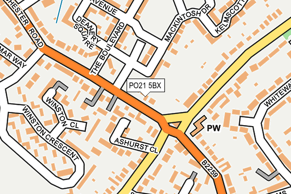 PO21 5BX map - OS OpenMap – Local (Ordnance Survey)