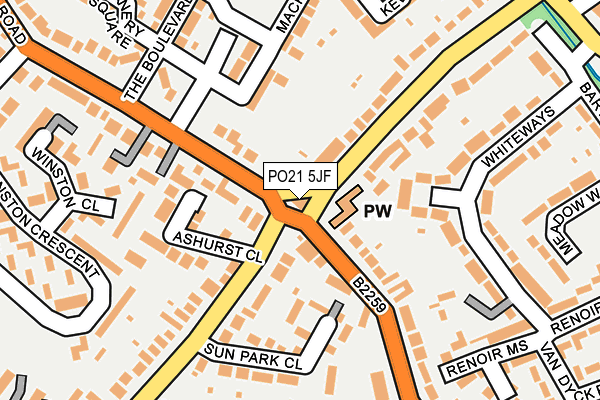 PO21 5JF map - OS OpenMap – Local (Ordnance Survey)
