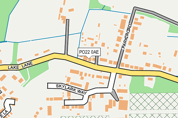 PO22 0AE map - OS OpenMap – Local (Ordnance Survey)